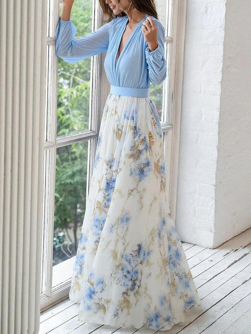 Weronika | Stunning floral patterned maxi dress with a V-neck