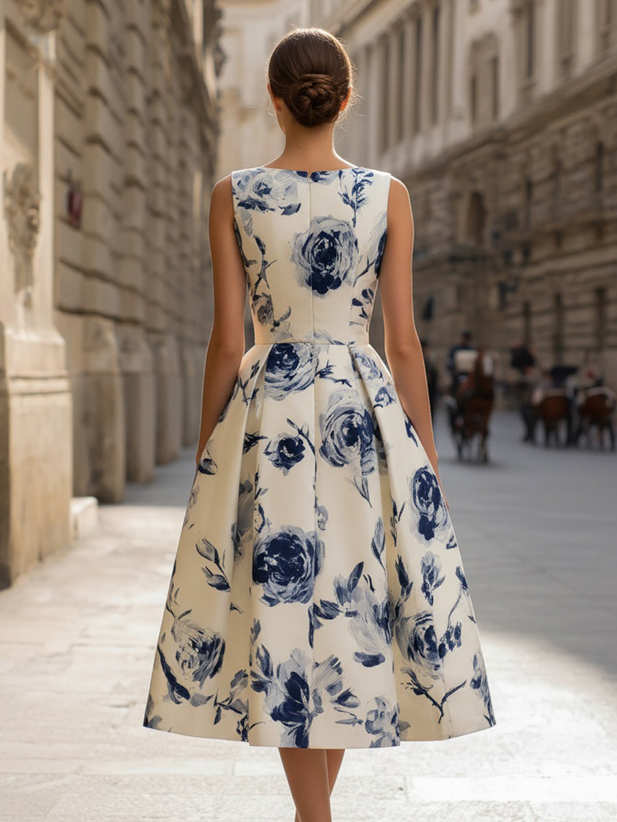 Christina | Sleeveless Midi Floral Dress