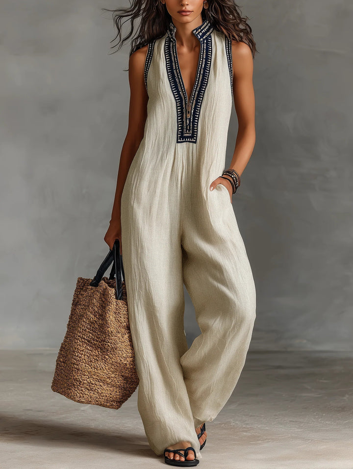 Allison | Sleeveless Jumpsuit With Minimalist High Collar And Zip