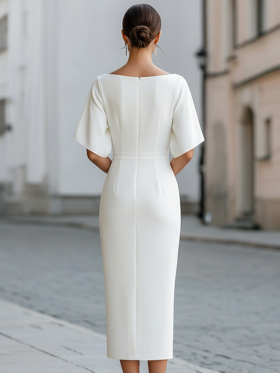 Jessica | Midi Dress with Boat Neckline