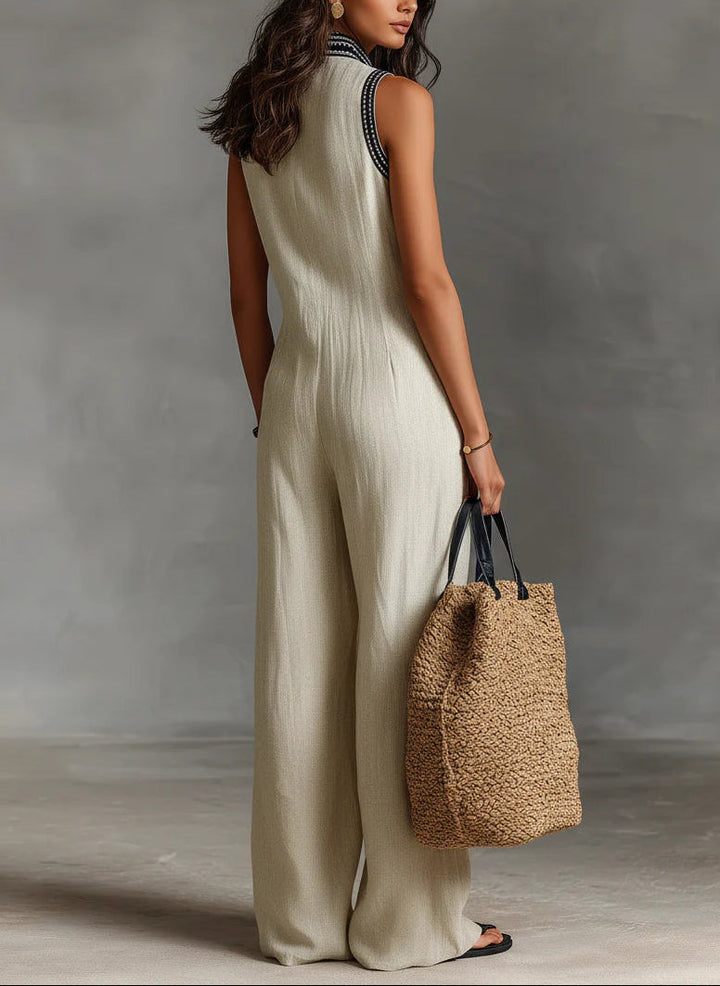 Allison | Sleeveless Jumpsuit With Minimalist High Collar And Zip