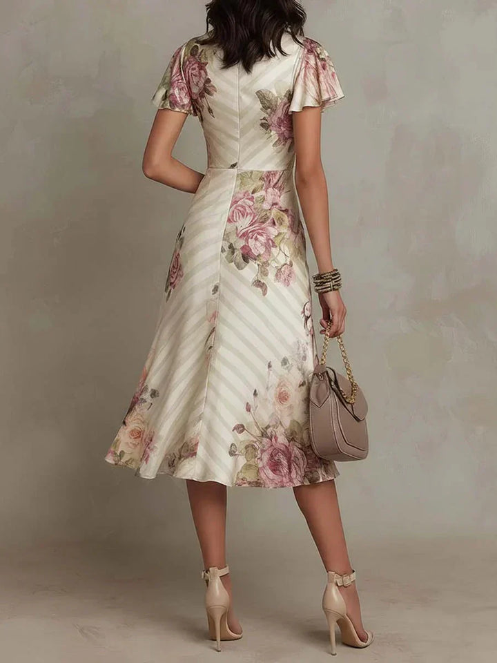 Harper | Elegant Floral Ruched Wrap Midi Dress