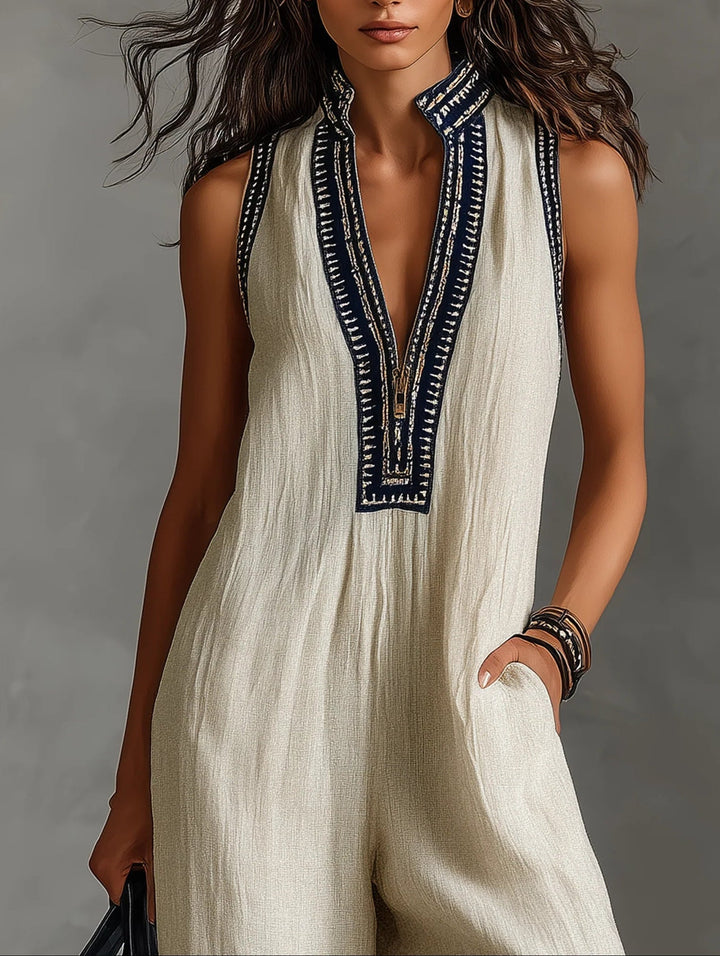 Allison | Sleeveless Jumpsuit With Minimalist High Collar And Zip