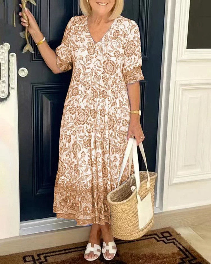 Keisha | Graceful V-Neck Floral Dress