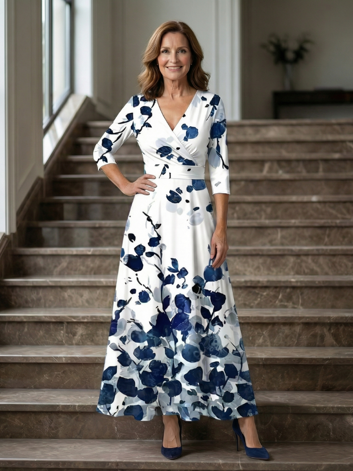 Sophia | Midi Dress with Cross Neckline