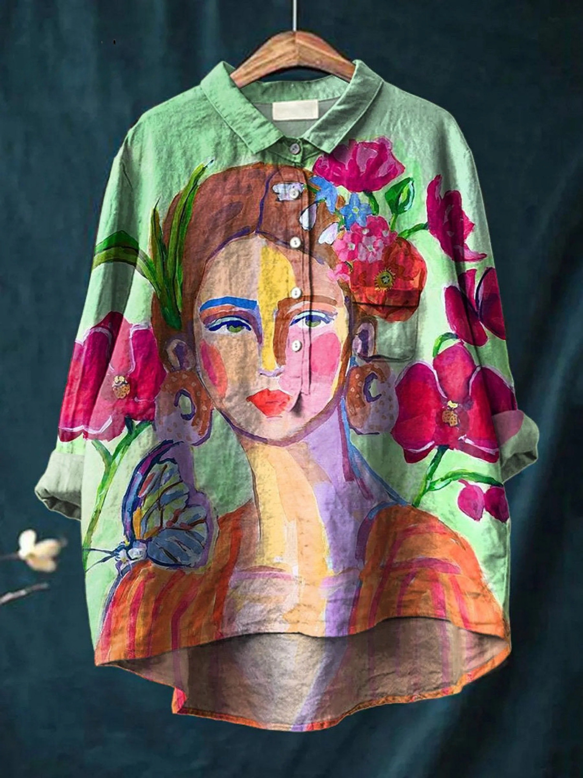 Lila | Oil Painting Women's Portrait Art Printed Women's Casual Shirt