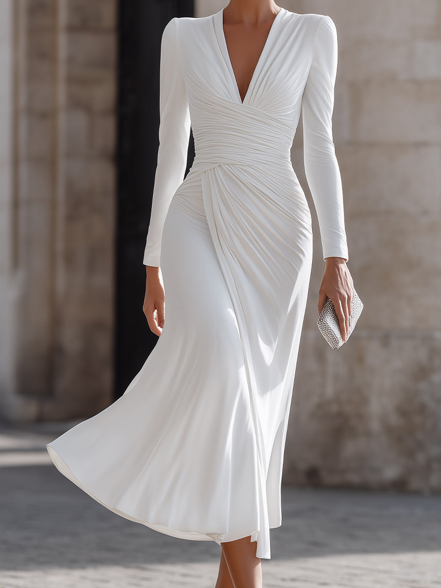 Victoria | Midi Dress with a V-neckline