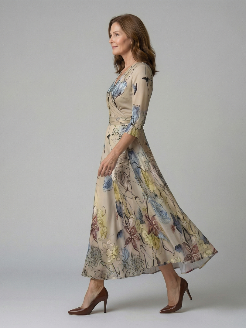 Sophia | Midi Dress with Cross Neckline