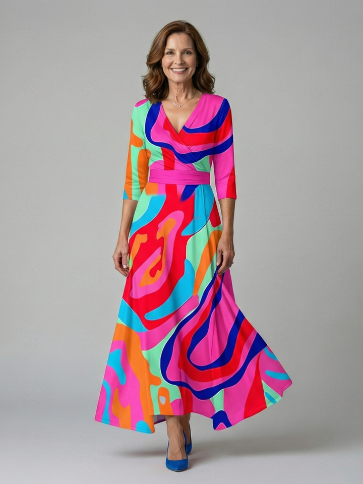 Sophia | Midi Dress with Cross Neckline