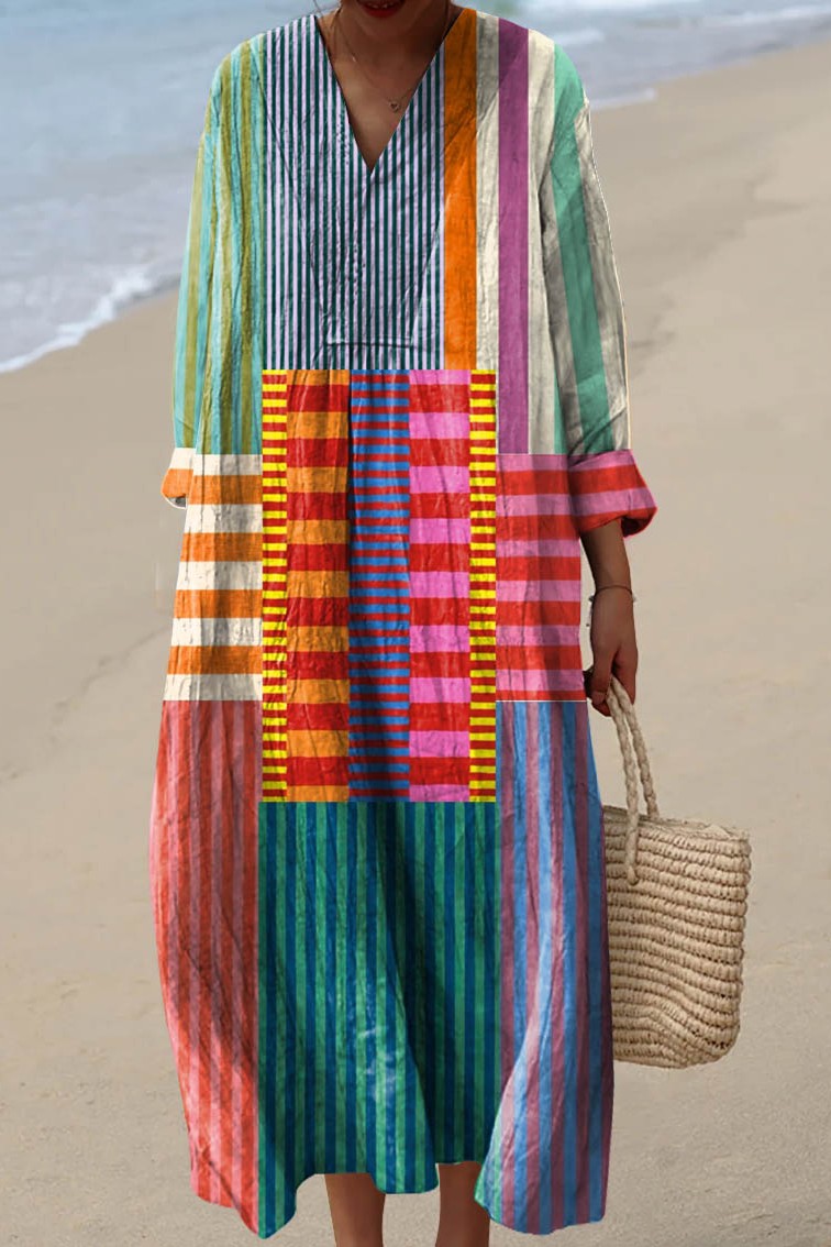 Lian | Colourful Striped Midi Dress