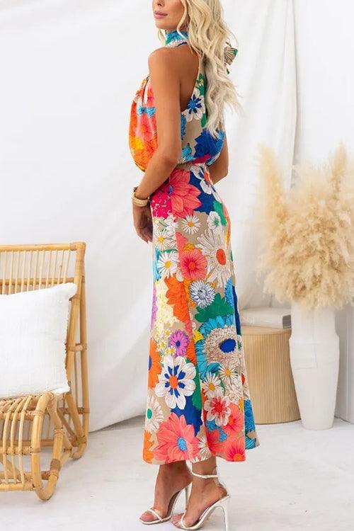 Ella  | Floral Maxi Dress with Sleeveless Design