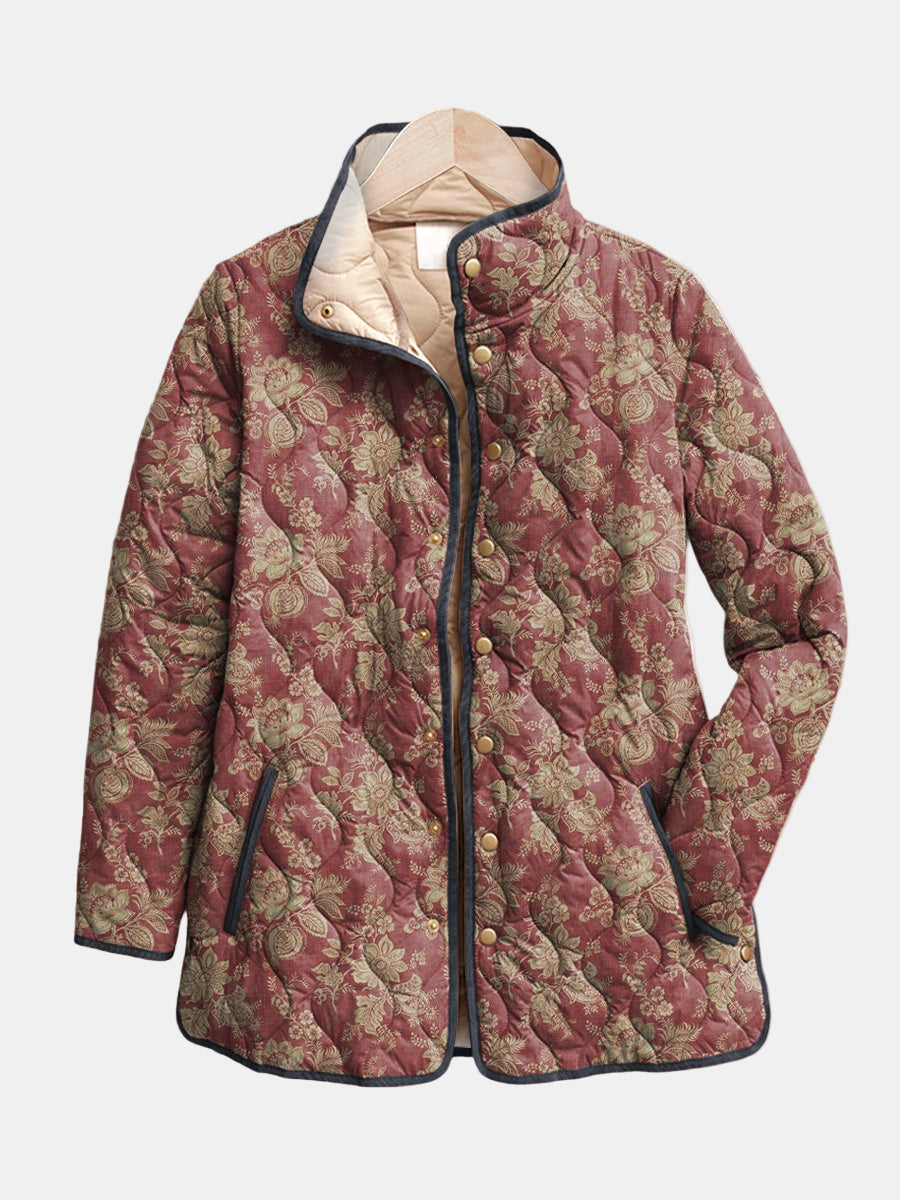 Amaya | Vintage Floral Print Quilted Jacket