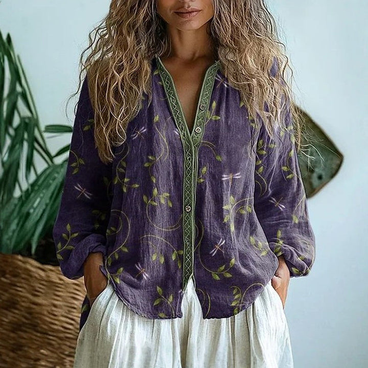 Ariana | Printed V-Neck Long Sleeve