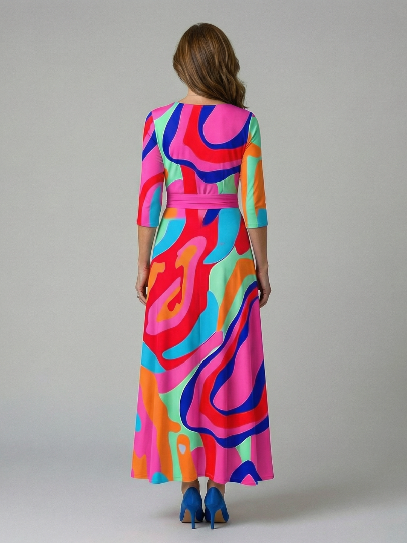 Sophia | Midi Dress with Cross Neckline