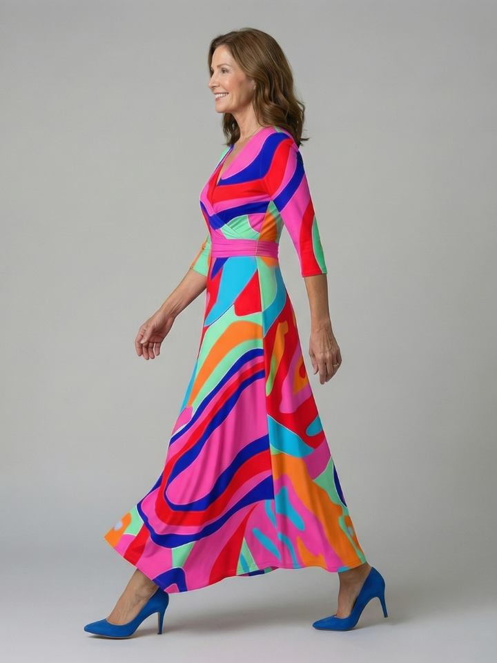 Sophia | Midi Dress with Cross Neckline