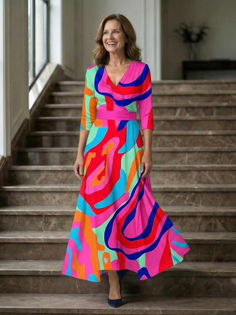 Sophia | Midi Dress with Cross Neckline