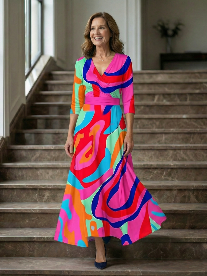 Sophia | Midi Dress with Cross Neckline