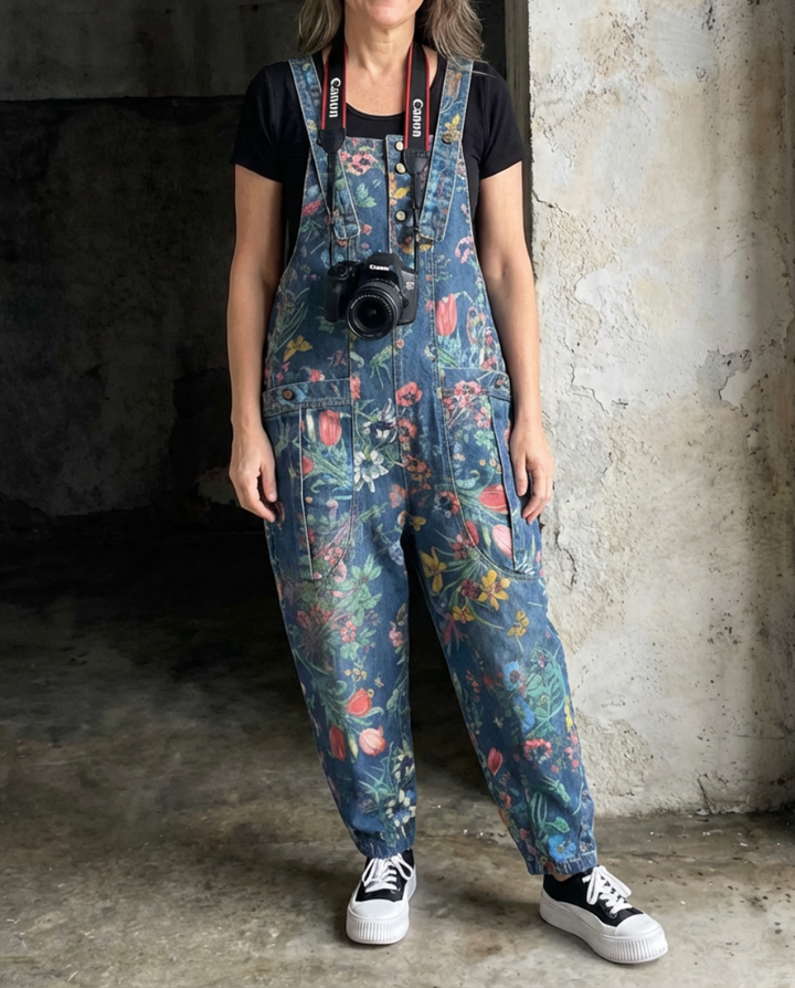 Claire | Casual Floral Print Denim Jumpsuit
