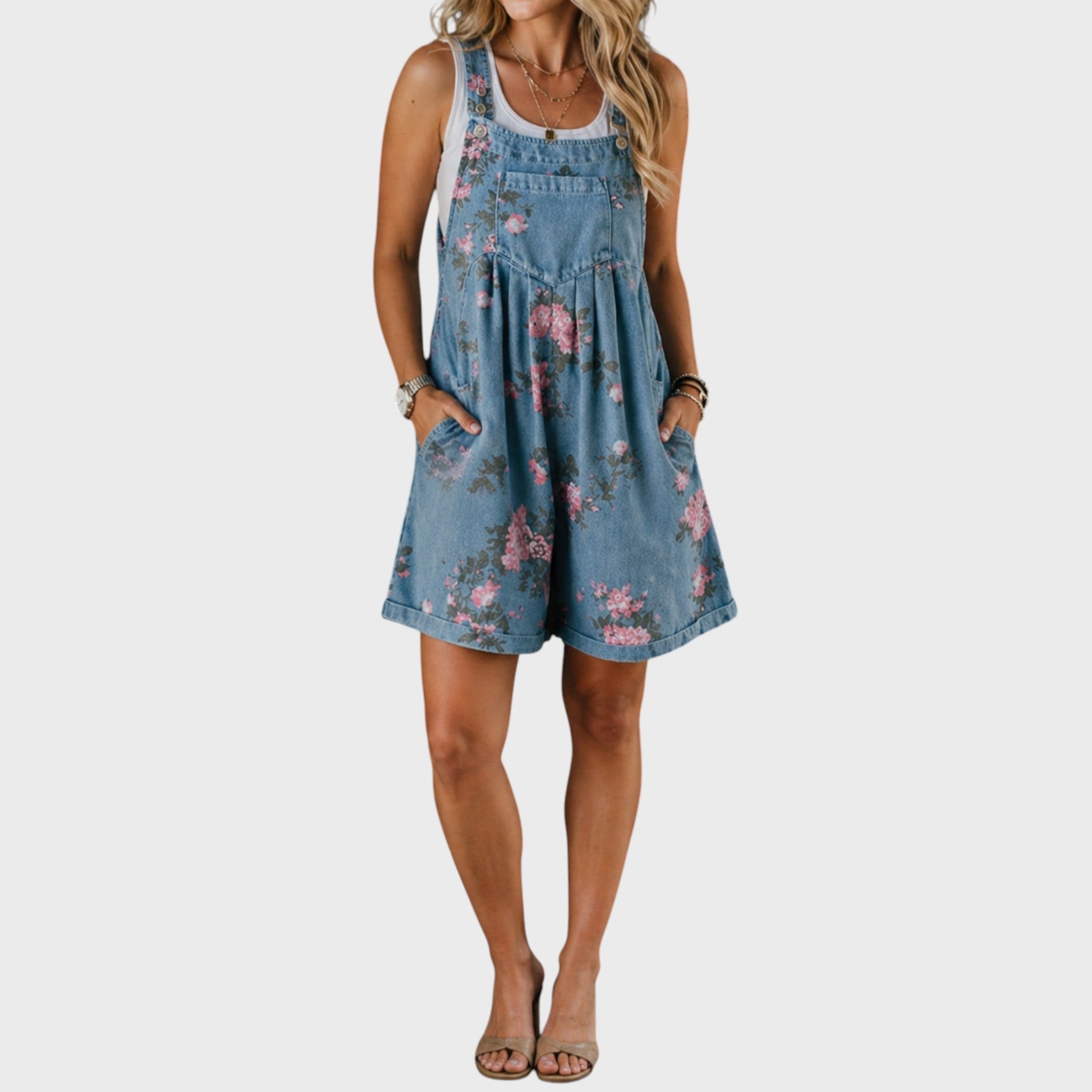 Marian | Floral Denim Overall