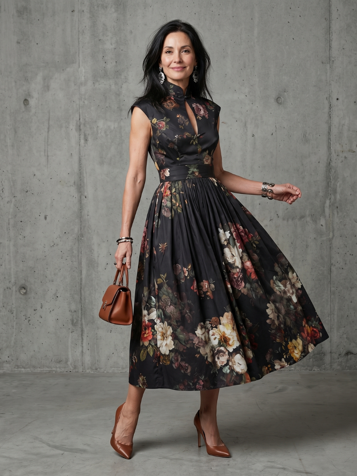 Monika | Midi Floral Pleated Dress