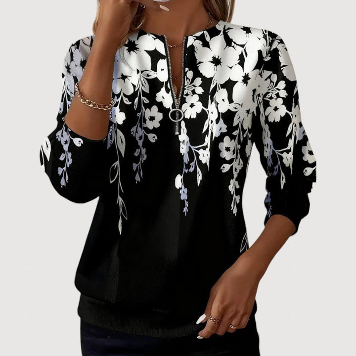 Marenza | Floral Zip-Neck Top