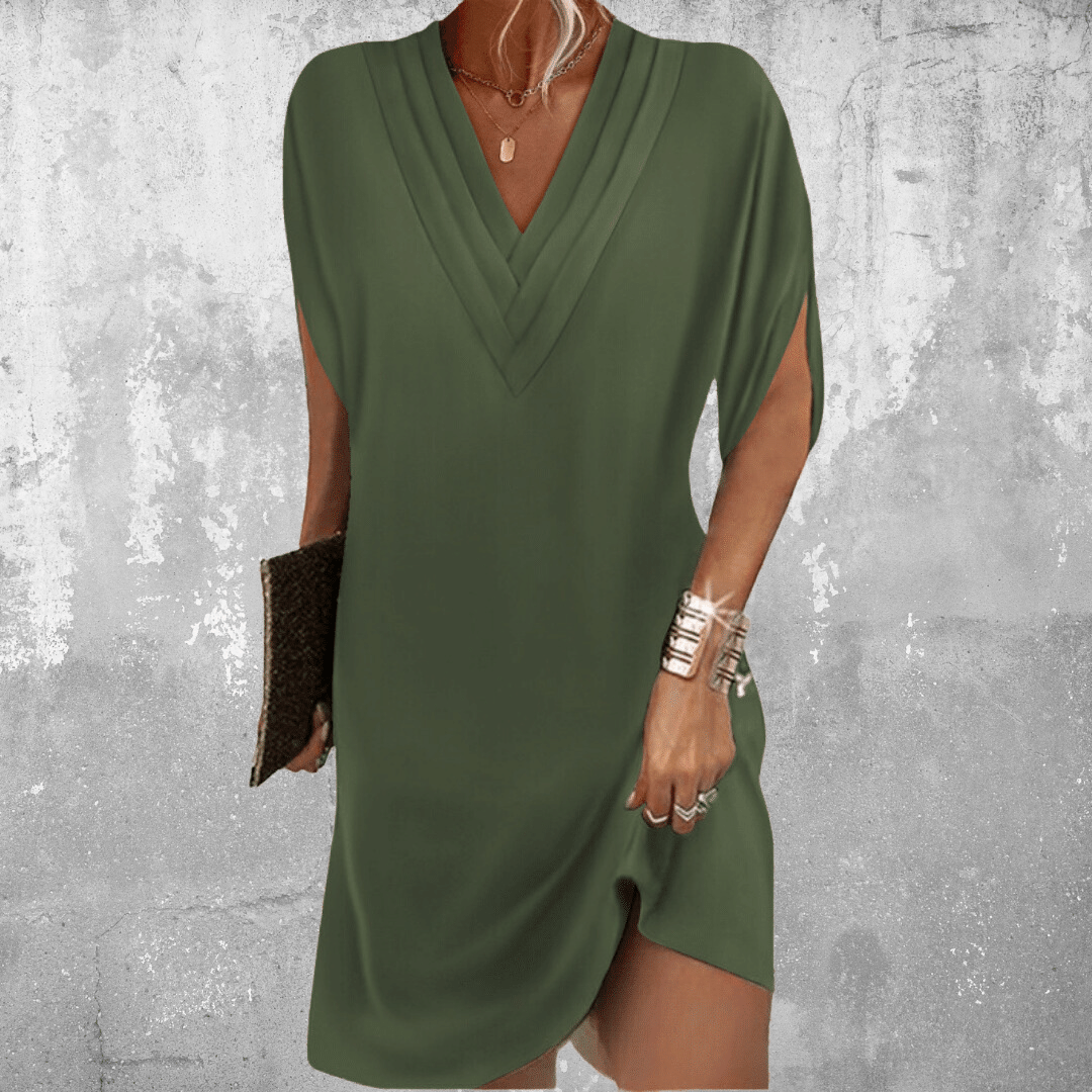 Minea | Elegant V-neck Midi Dress