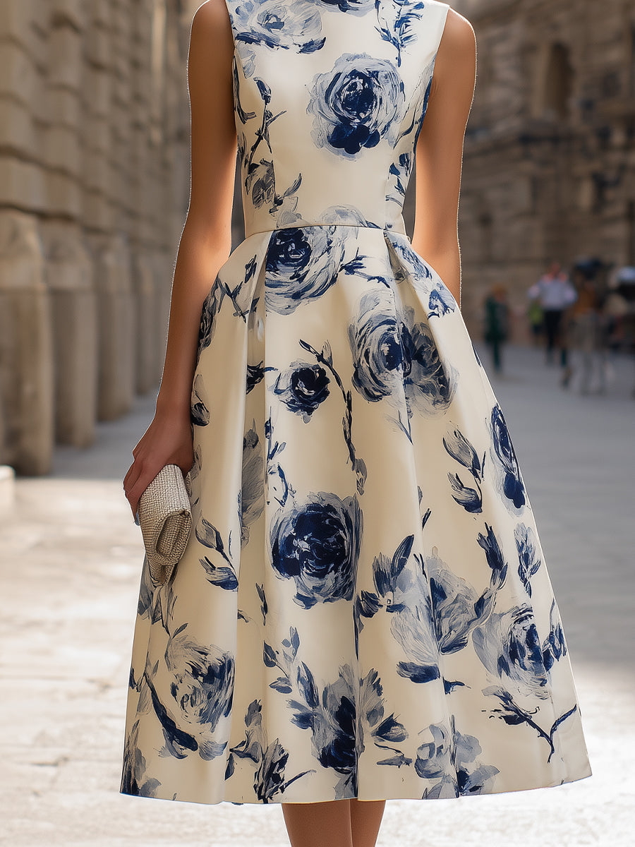 Christina | Sleeveless Midi Floral Dress