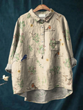Alice | Boughs And Robin Birds Pattern Printed Women's Casual Shirt