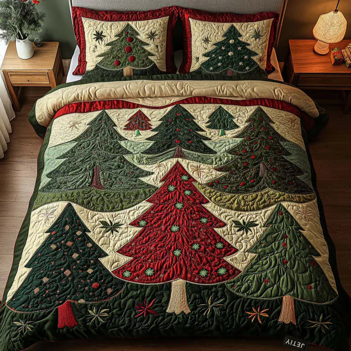 3-piece quilted bedding set - Golden Harmony
