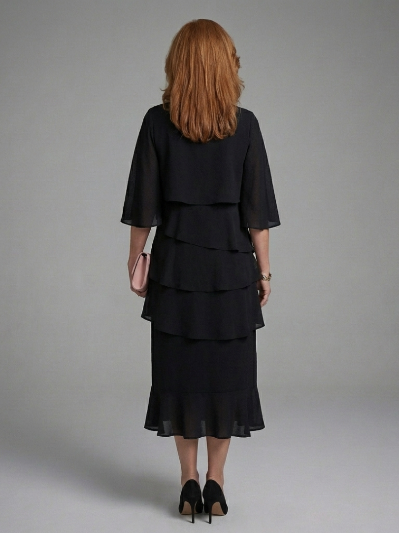 Enya | Midi Dress with Layered Sleeves