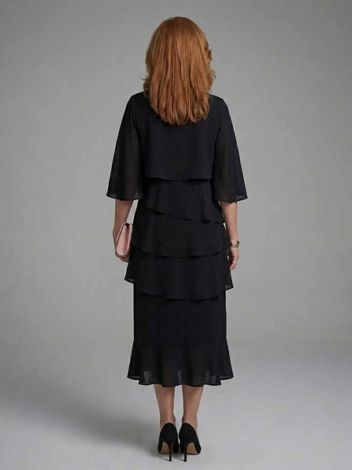 Enya | Midi Dress with Layered Sleeves