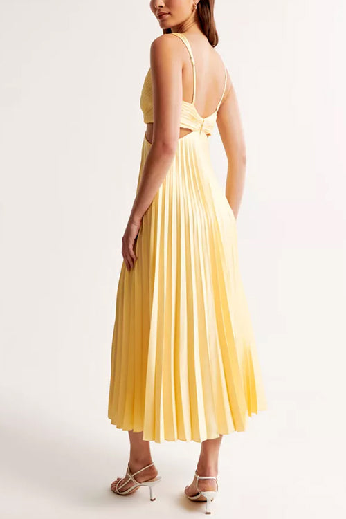 Eva | Cut Out Waist Sleeveless Pleated Maxi Dress