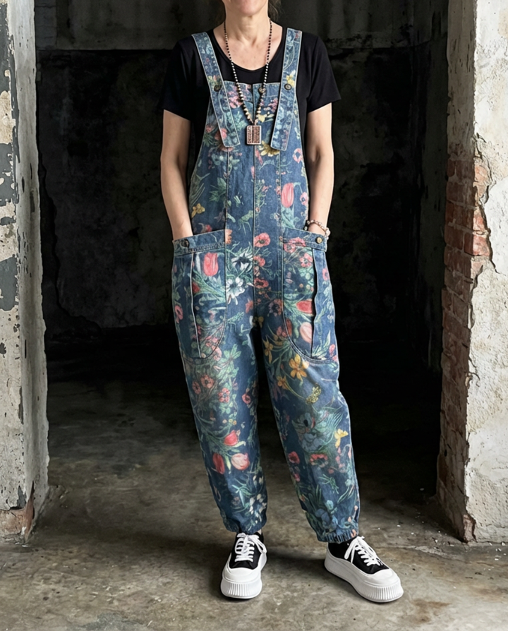 Claire | Casual Floral Print Denim Jumpsuit