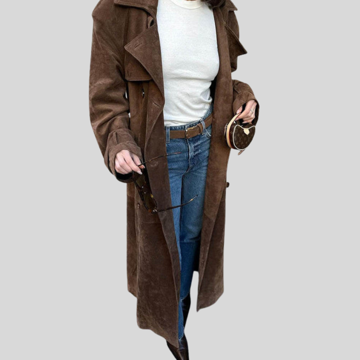 Olivia | Classic Suede Trench Coat