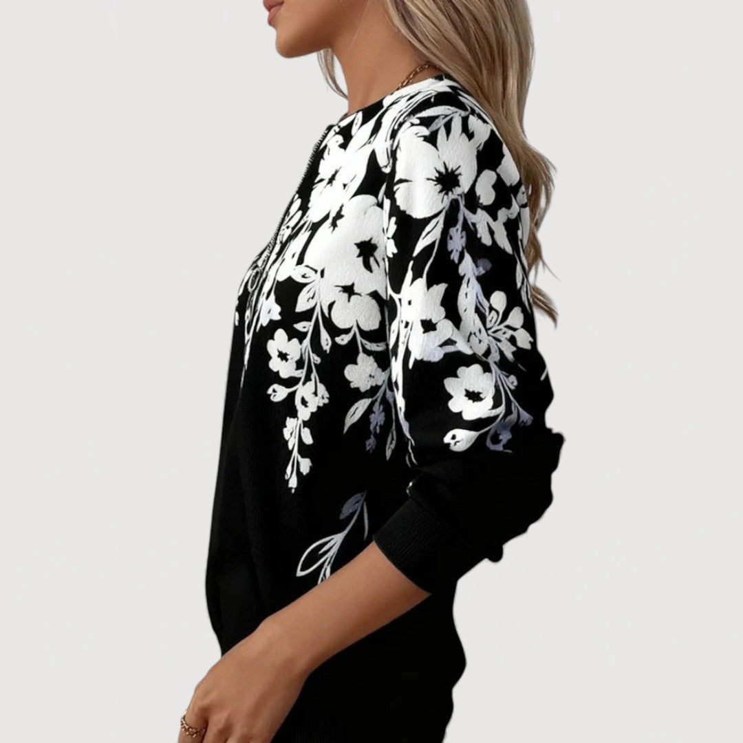 Marenza | Floral Zip-Neck Top