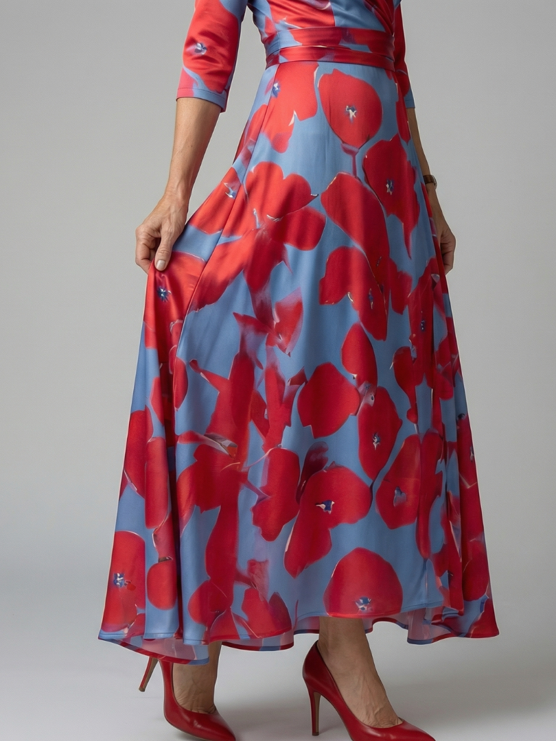 Sophia | Midi Dress with Cross Neckline