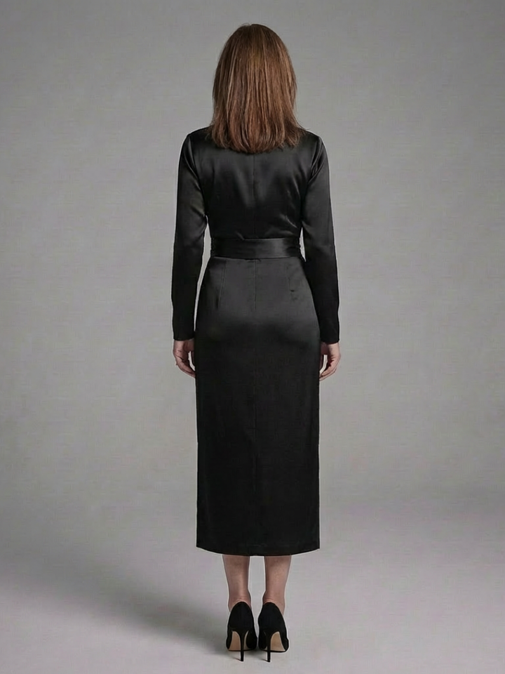 Estelle | Long-Sleeve Midi Dress with Side Closure