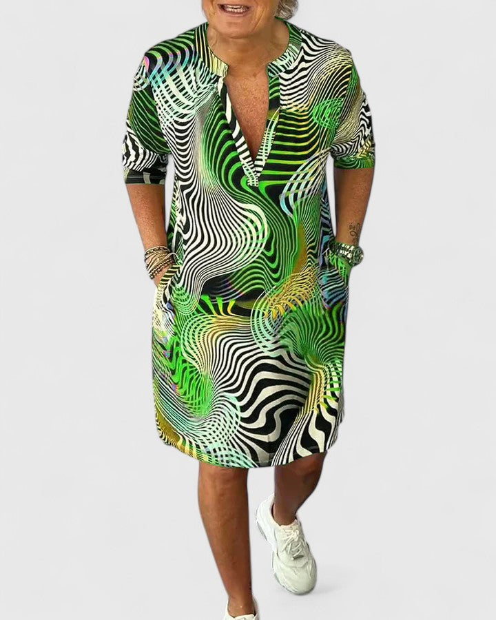 Eleri |  Leaf Print V-neck Dress