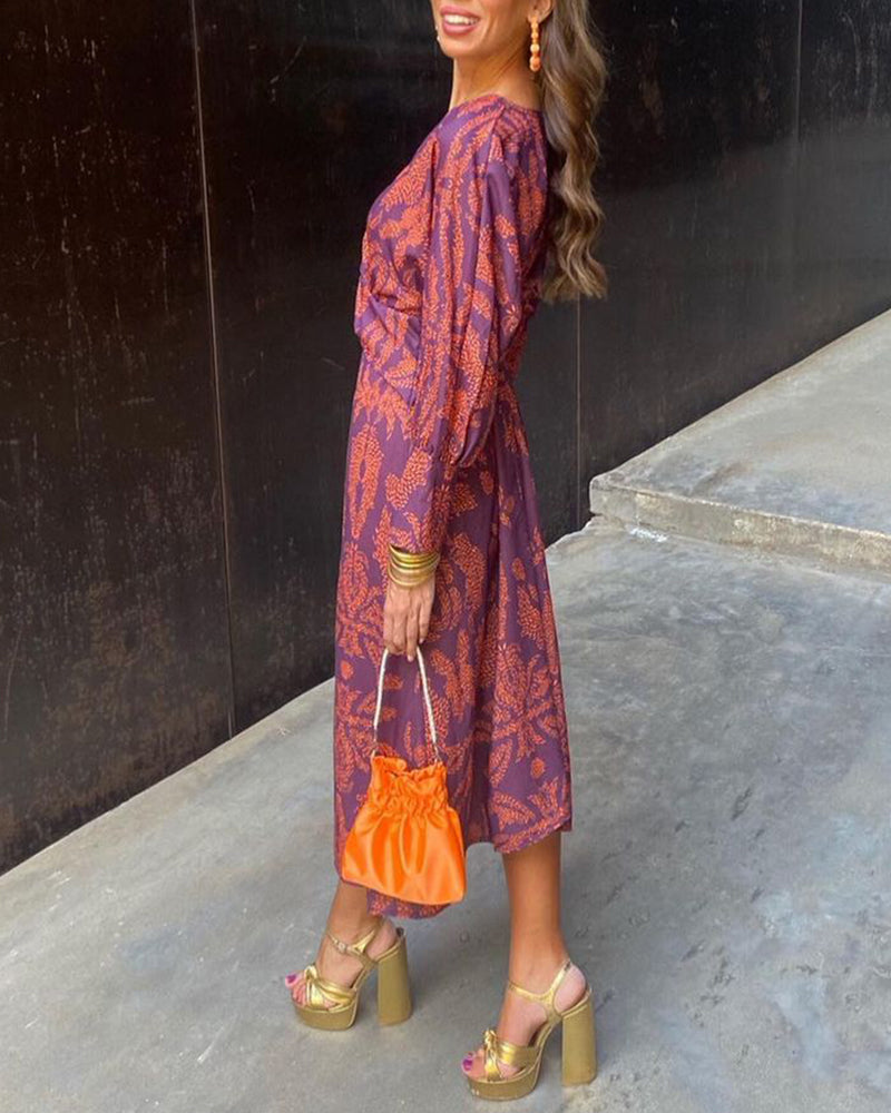 Isadora |  Elegant Midi Dress with Timeless Charm Print