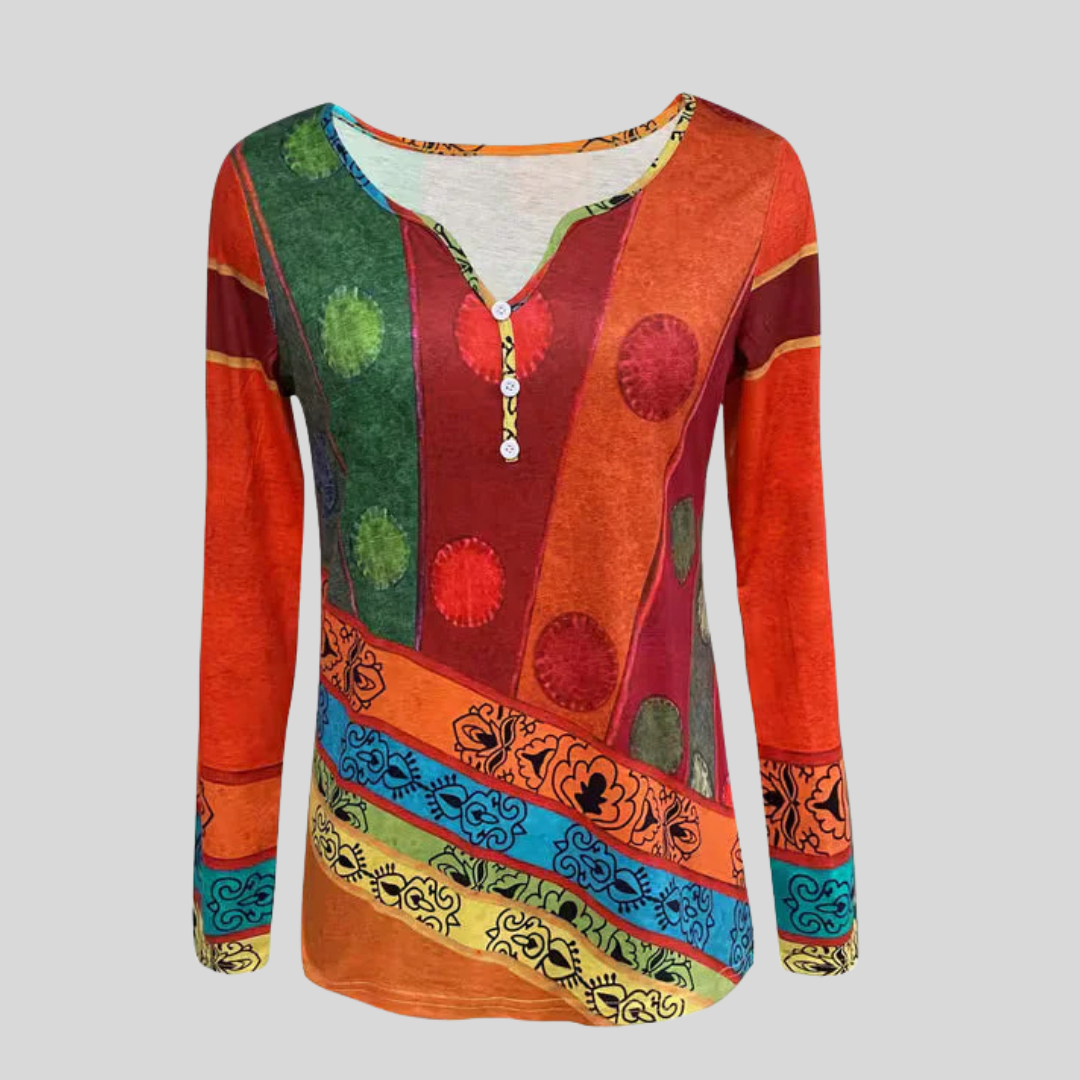 Alyra | Ethnic Print Long Sleeved Blouse