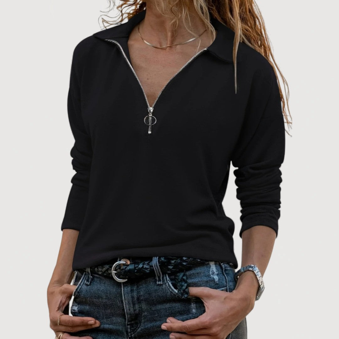 Maureen | Zip Collar Top