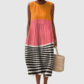 Abigail | Women's Abstract Line Pattern Art Print Sleeveless Pocket Wrap Dress