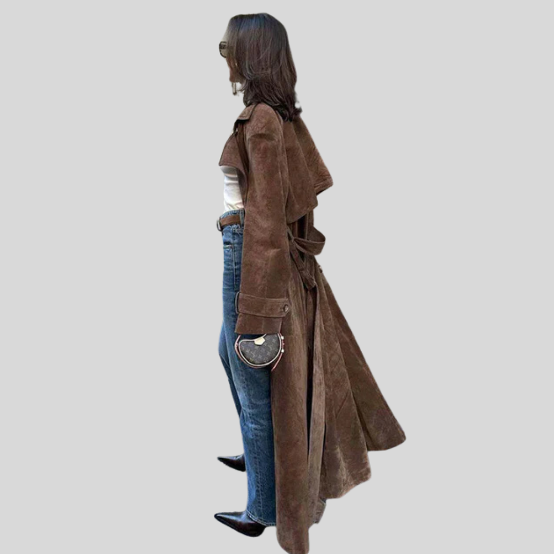 Olivia | Classic Suede Trench Coat