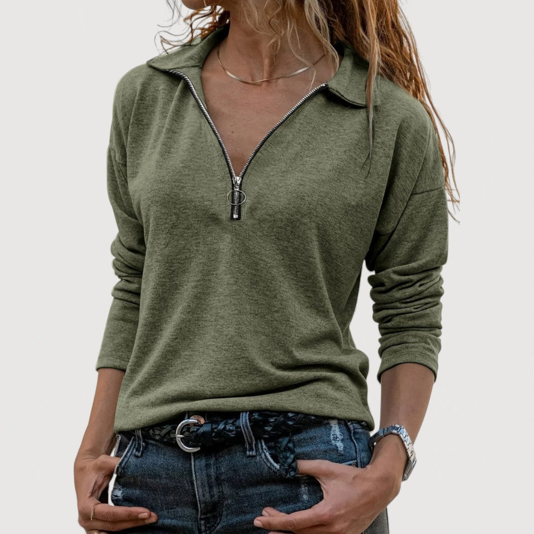 Maureen | Zip Collar Top
