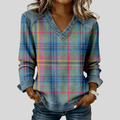 Lucette | Retro Plaid V-Neck Top
