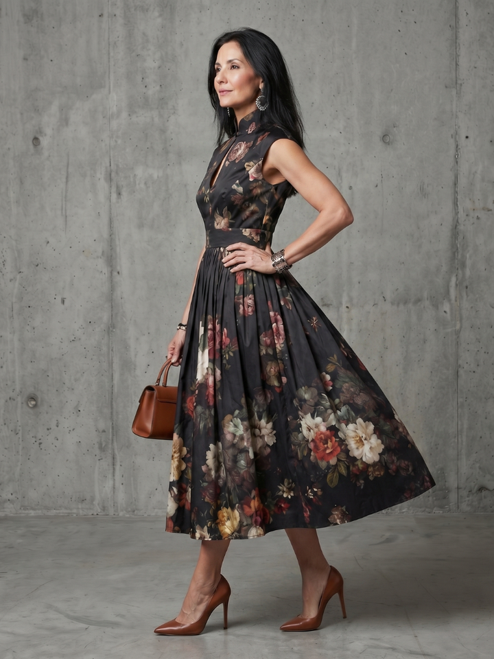 Monika | Midi Floral Pleated Dress