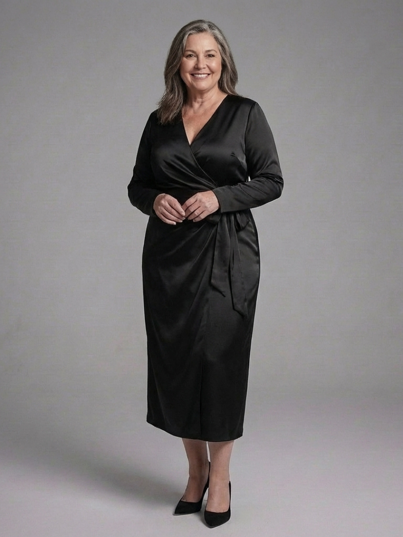 Estelle | Long-Sleeve Midi Dress with Side Closure
