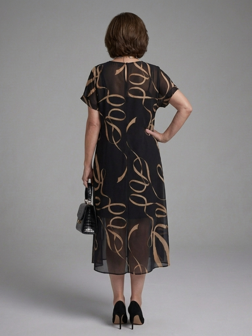Cambria | Abstract Short-Sleeve Midi Dress