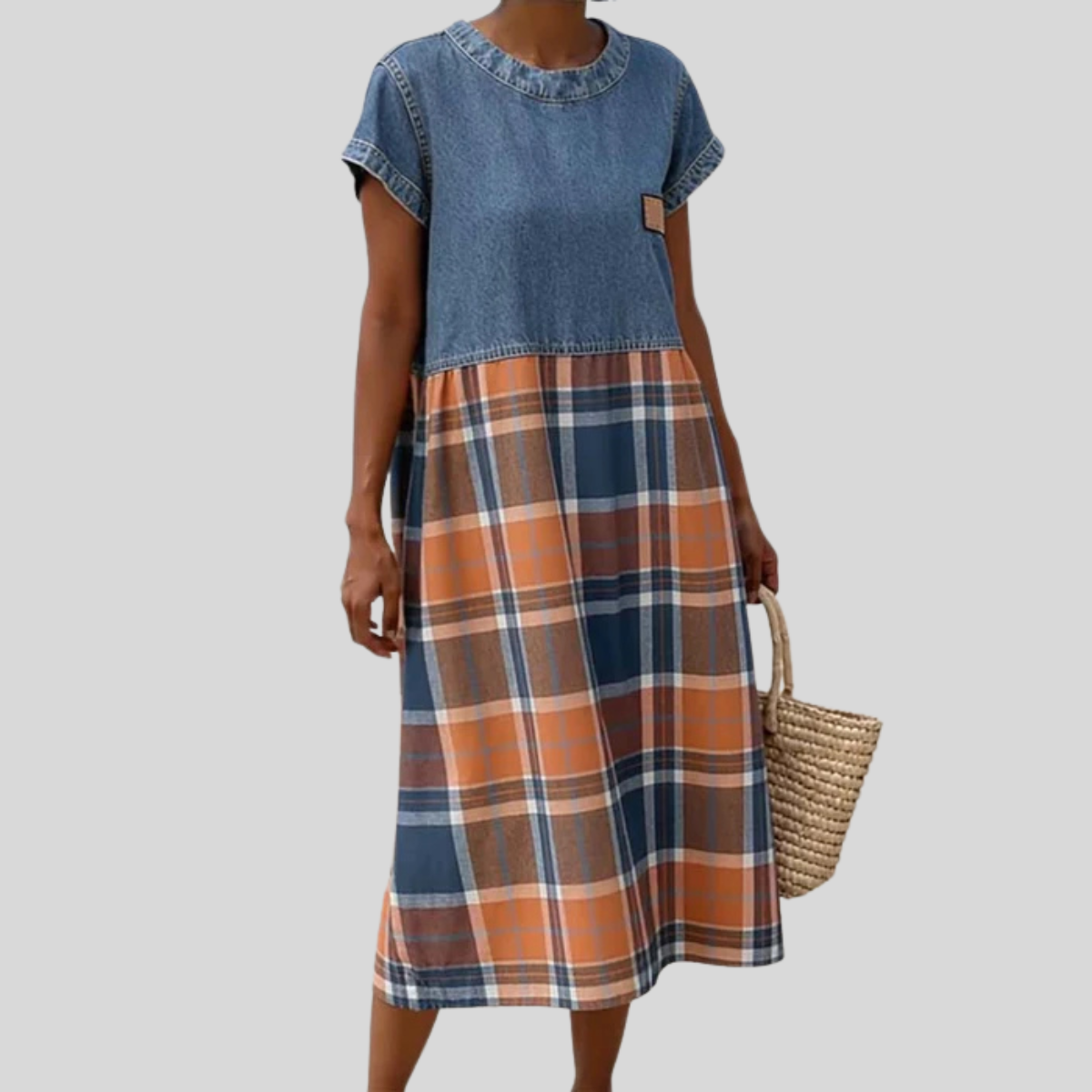 Alyssae | Casual Denim Patchwork Dress