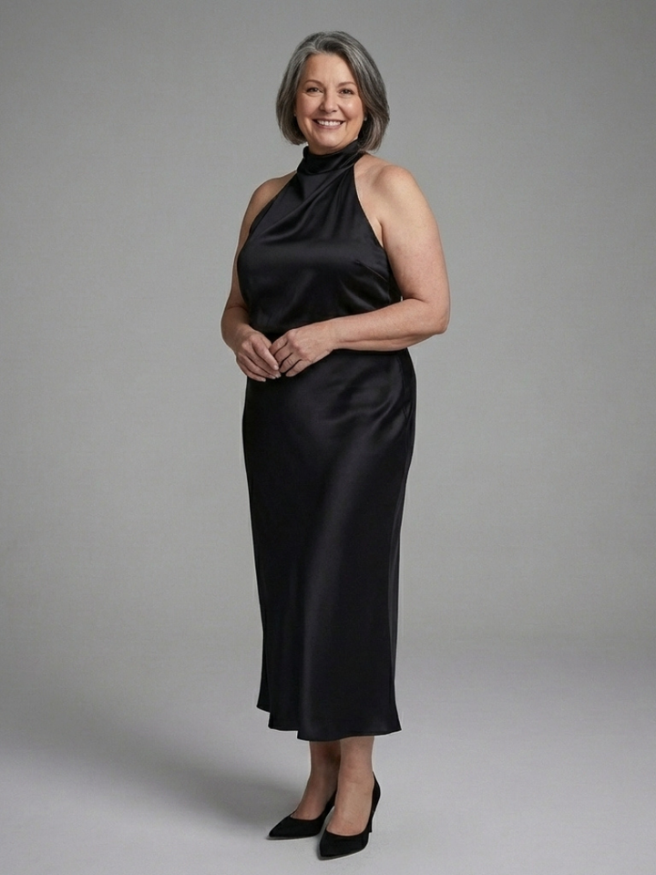 Emmeline | Midi Dress with Halter Neckline